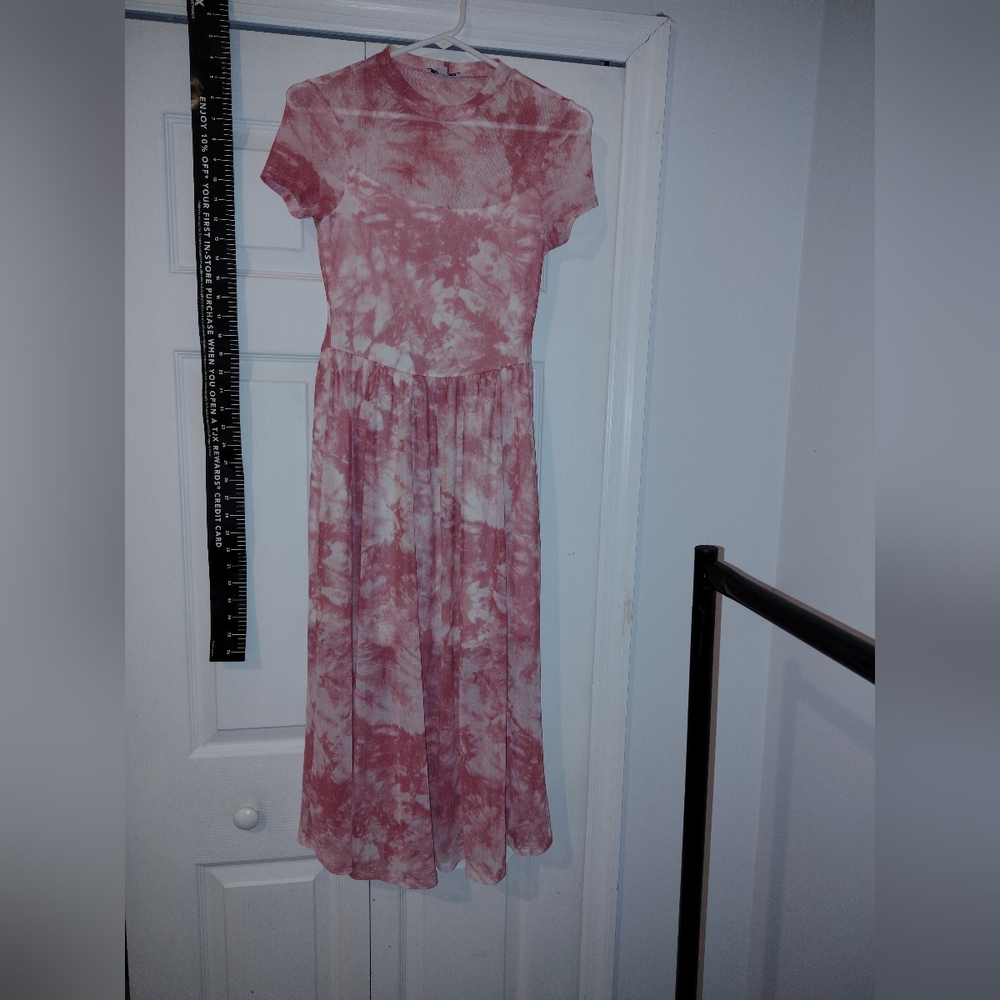 Pink Tie-Dye Short Sleeve Dress Maxi Small Full Length New 🆕 - Picture 8 of 11